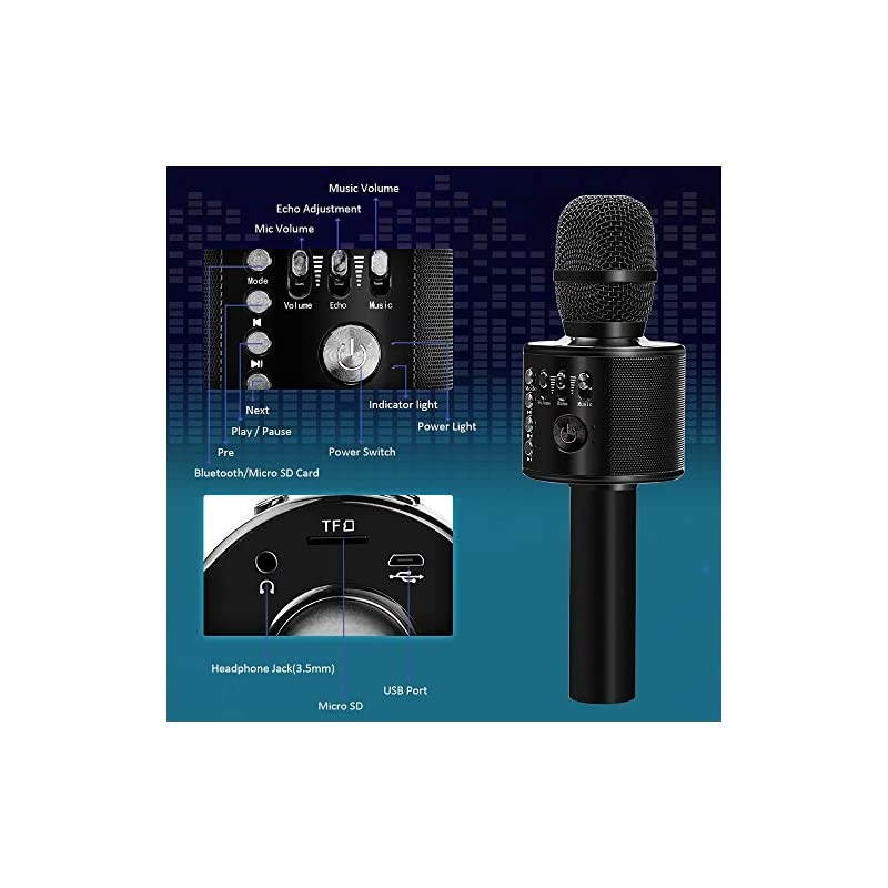 Wireless Bluetooth Karaoke Microphone,3-in-1 Portable Handheld Karaoke Mic Speaker Machine Home Party Birthday for All Smartphones PC(Q37 Rose Gold)