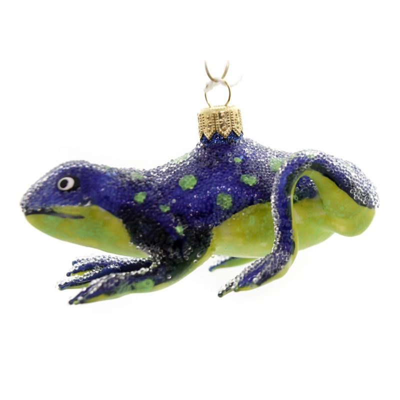 Morawski 4.0" Blue Frog With Dots Poland Green Dots  -  Tree Ornaments