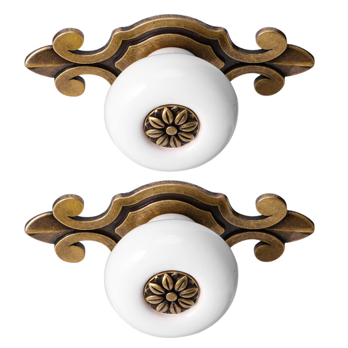 2Pcs Zinc Alloy Cabinet Pull Bar Ceramic Drawer Knob Furniture Handle Hand Grip Assorted Color