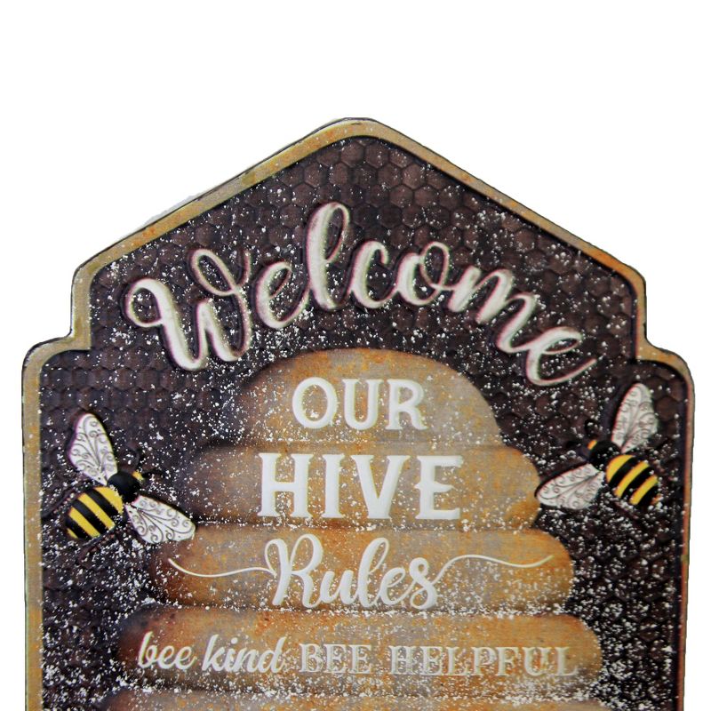 Home & Garden 21.5" Welcome Bee Hive Sign Bumble Home Decor Direct Designs International  -  Wall Sign Panels