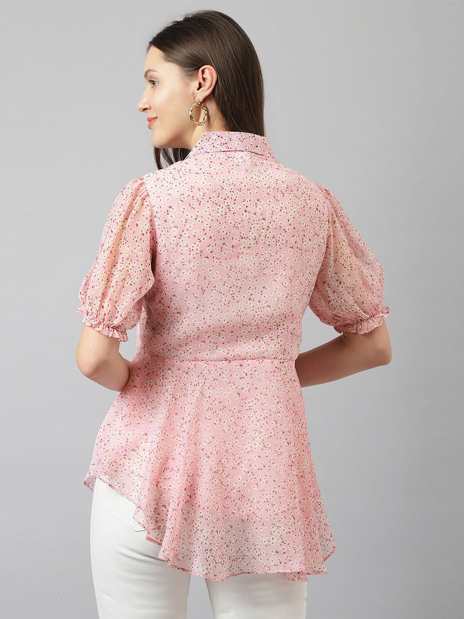 KERI PERRY Baby Pink Floral Print Top