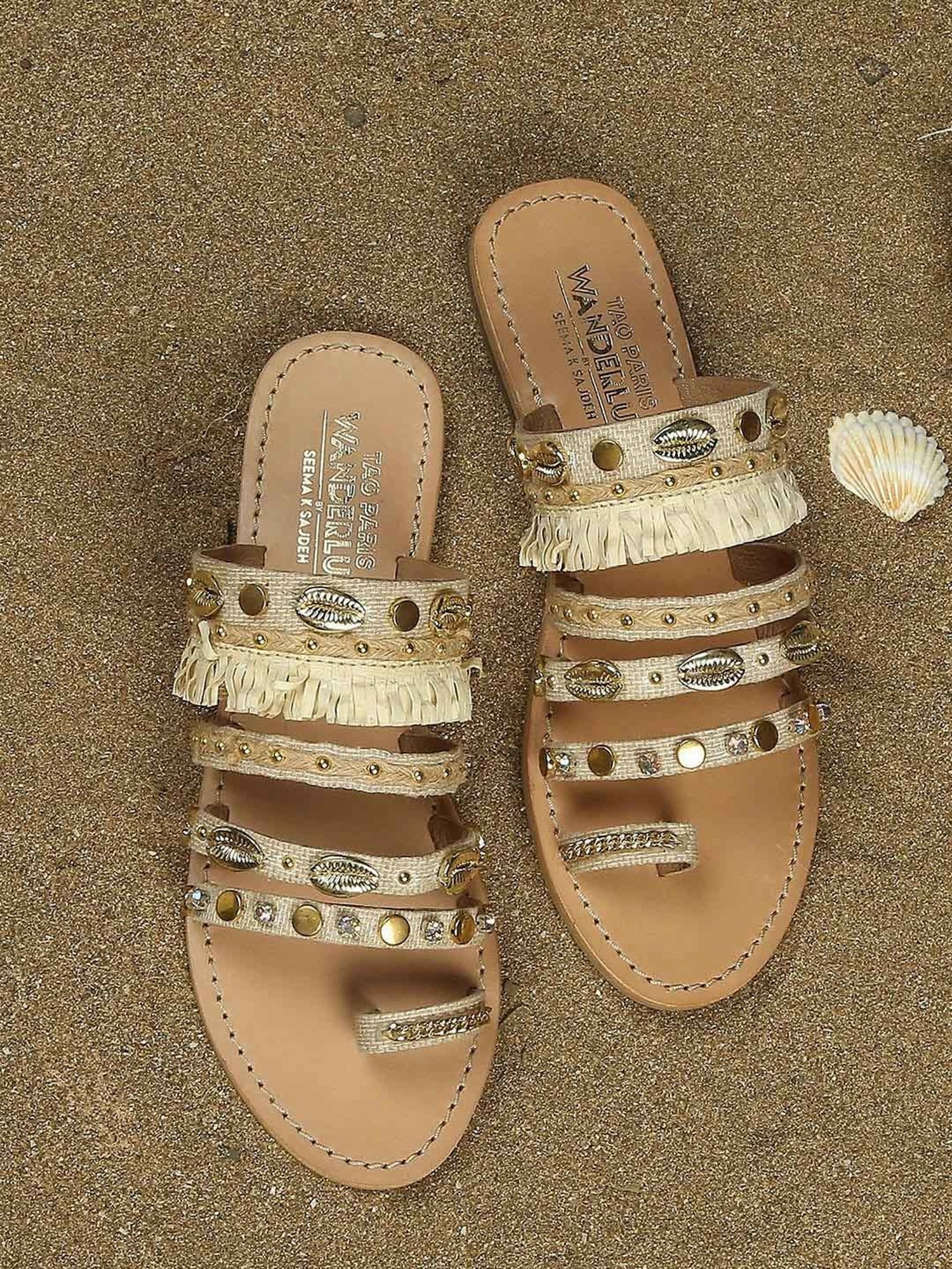 Tao Paris Women's Fez Beige Toe Ring Sandals