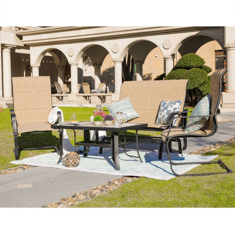 4pc Conversation Steel Patio Seating Sets Cream - Lokatse
