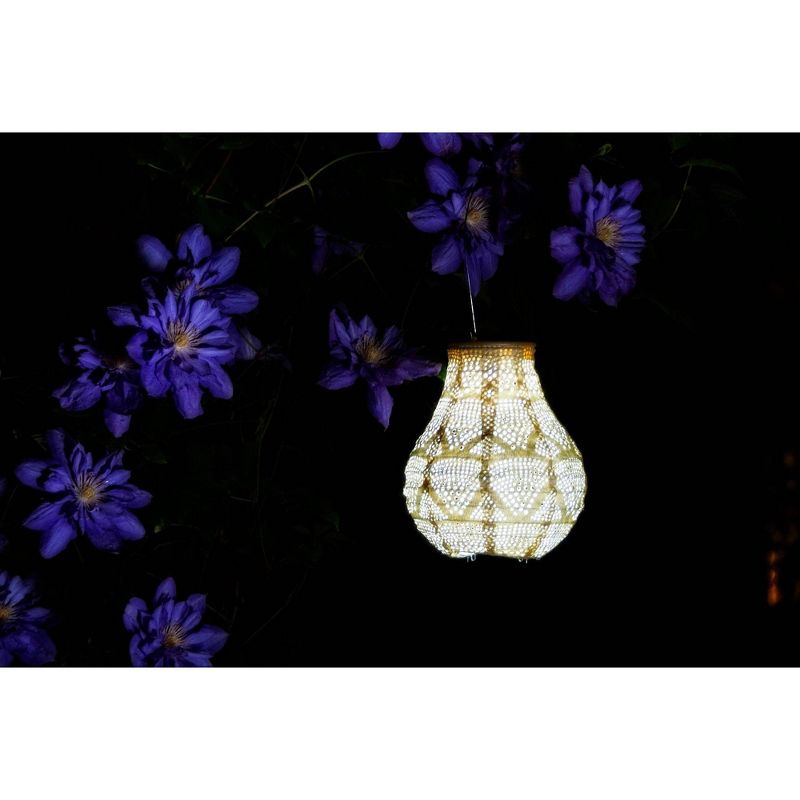 Allsop 8" x 6.5" Soji Stella Bulb Solar Outdoor Lantern Pearl
