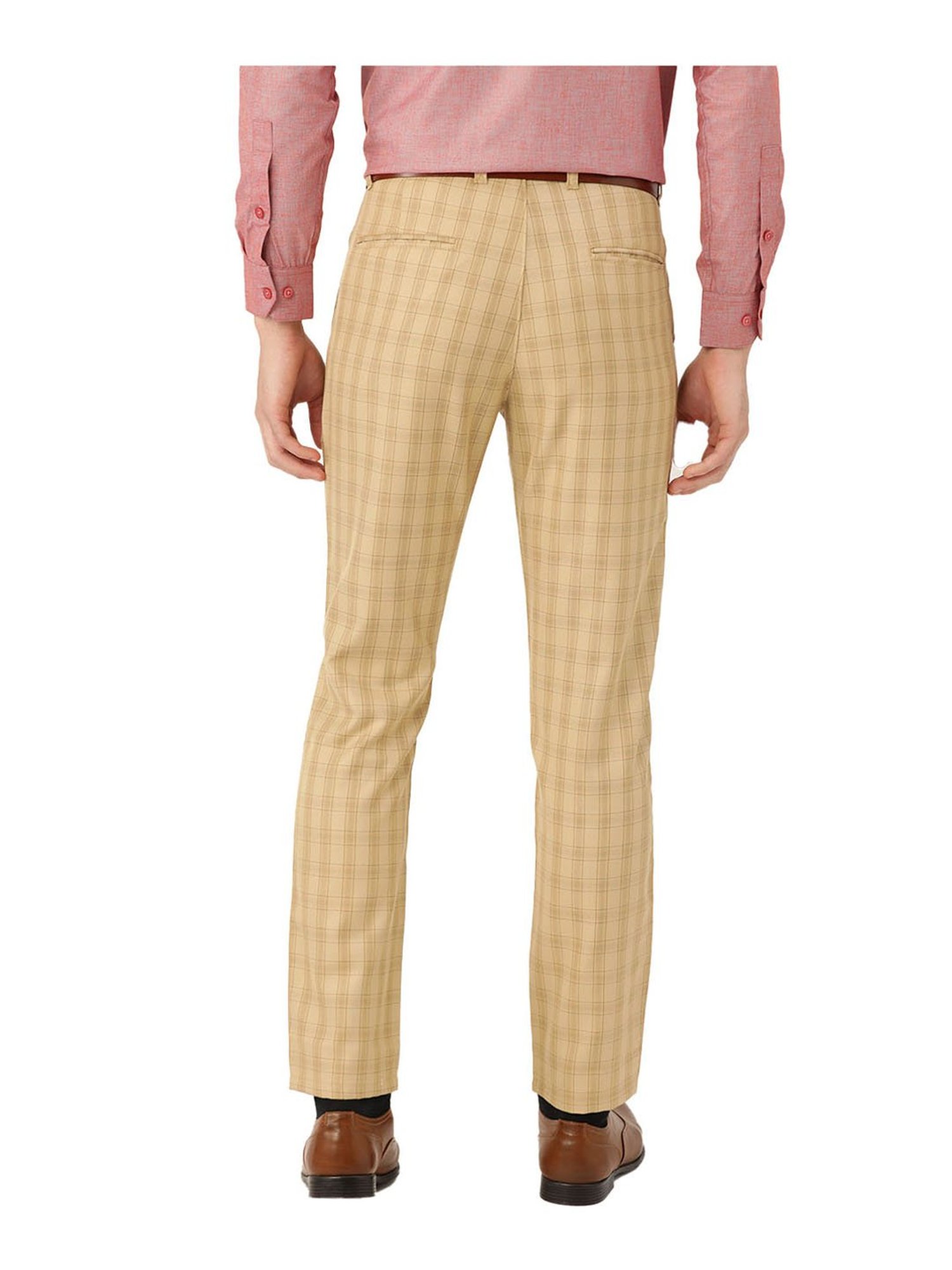 Sojanya Beige & Green Checks Trousers