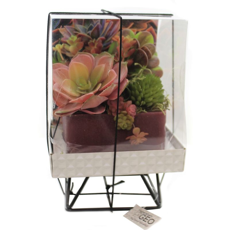 Habersham Candles 6.75" Desert Rose Geo W/Stand Flameless  -  Flameless Candles