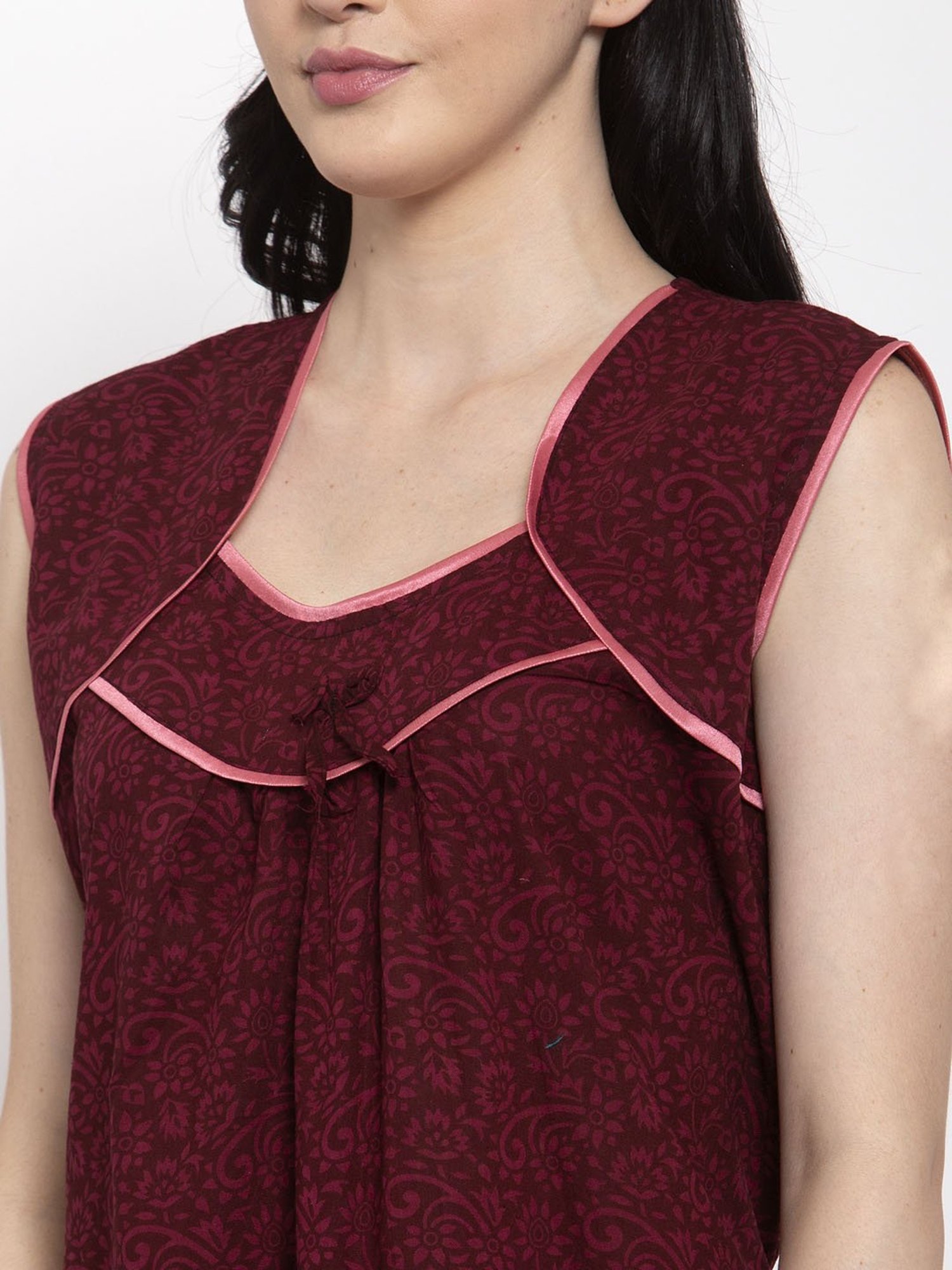 Secret Wish Maroon Printed Nighty