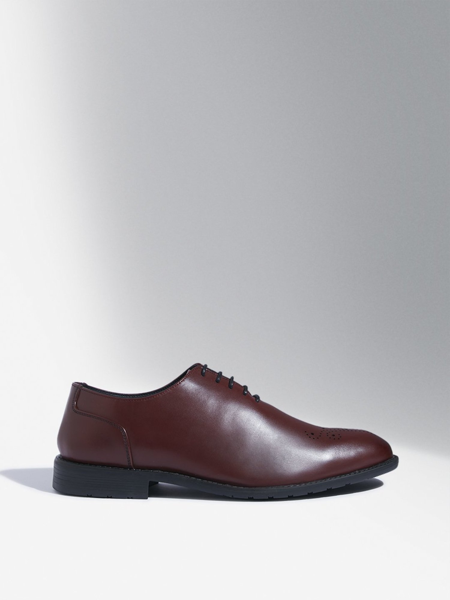 SOLEPLAY by Westside Maroon Perforated Lace-Up Shoes