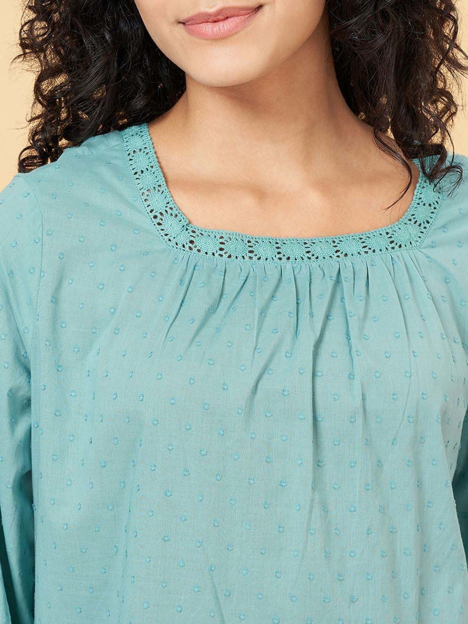 Dreamz by Pantaloons Stillwater Cotton Self Pattern Top Pyjamas Set