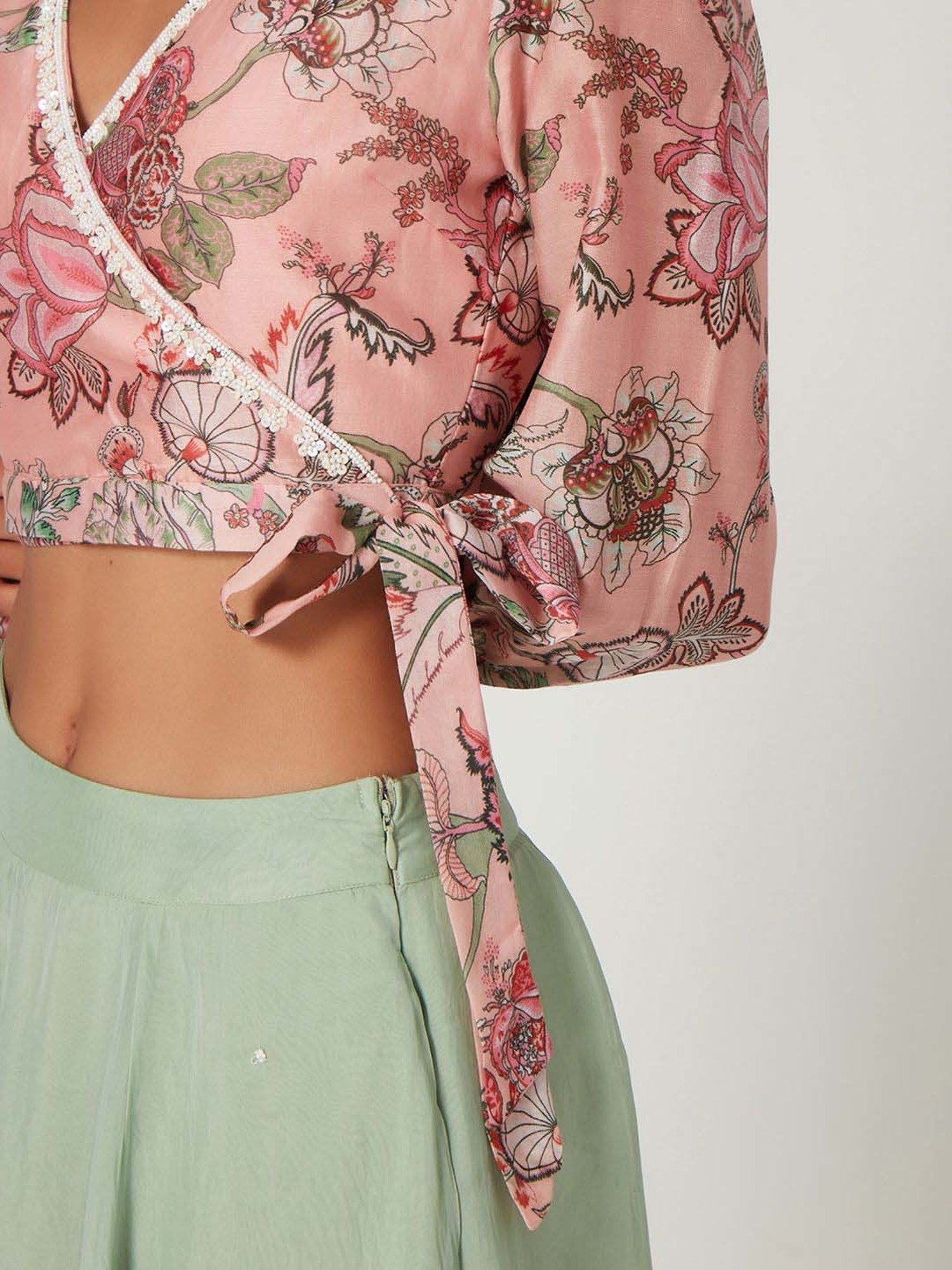 Ancestry Rose Pink Floral Print Crop Top