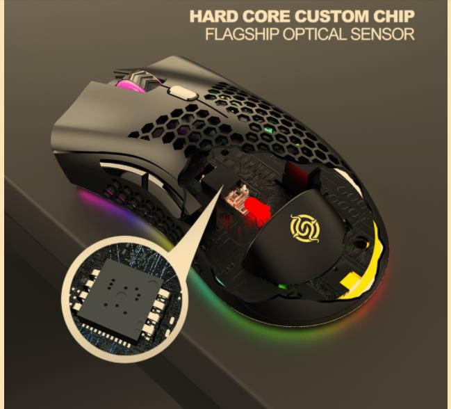 2.4GHz Wireless Gaming Mouse 7 Button 1600 DPI Adjustable RGB Backlit Rechargeable Mouse Lightweight Honeycomb Shell Gamer Mice