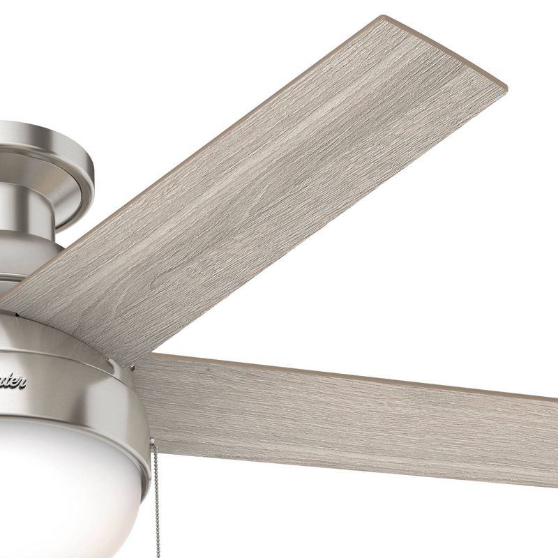 46" LED Anslee Low Profile Ceiling Fan (Includes Light Bulb) Nickel - Hunter