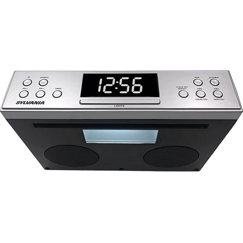 SKCR Under Cabinet Clock Radio Music System with Bluetooth Streaming and FM Radio