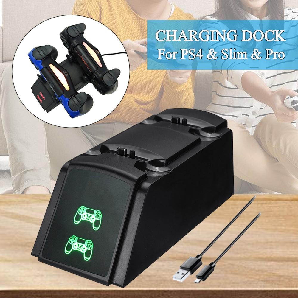 Wireless Dual Charging Dock Charger Stand with LED Light For PS4 Controller -