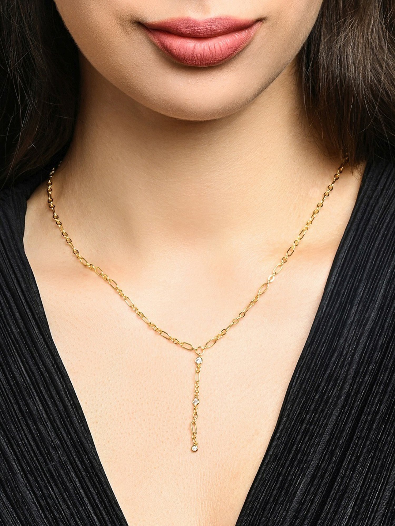 Accessorize London Real Gold-Plated Z Sparkle Y-chain Necklace
