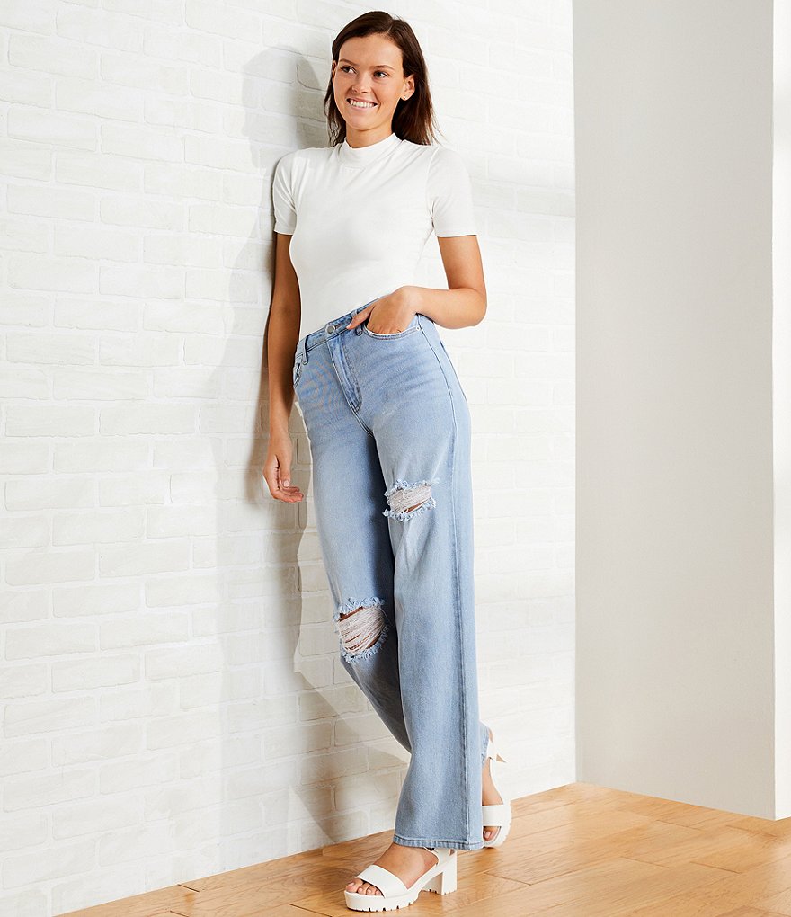 YMI Jeanswear High Rise Cropped Frayed Wide Leg Jeans