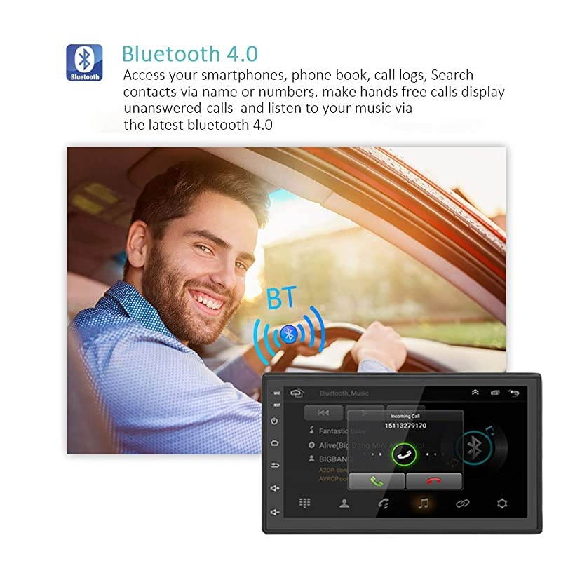 Din Android 9.1 Car Radio 7'' TFT Touch Screen GPS Navigation 1G+16G Indash Car Stereo Support Bluetooth FM WiFi Steering Wheel Control Dual USB + 12 LEDs Rear View Camera