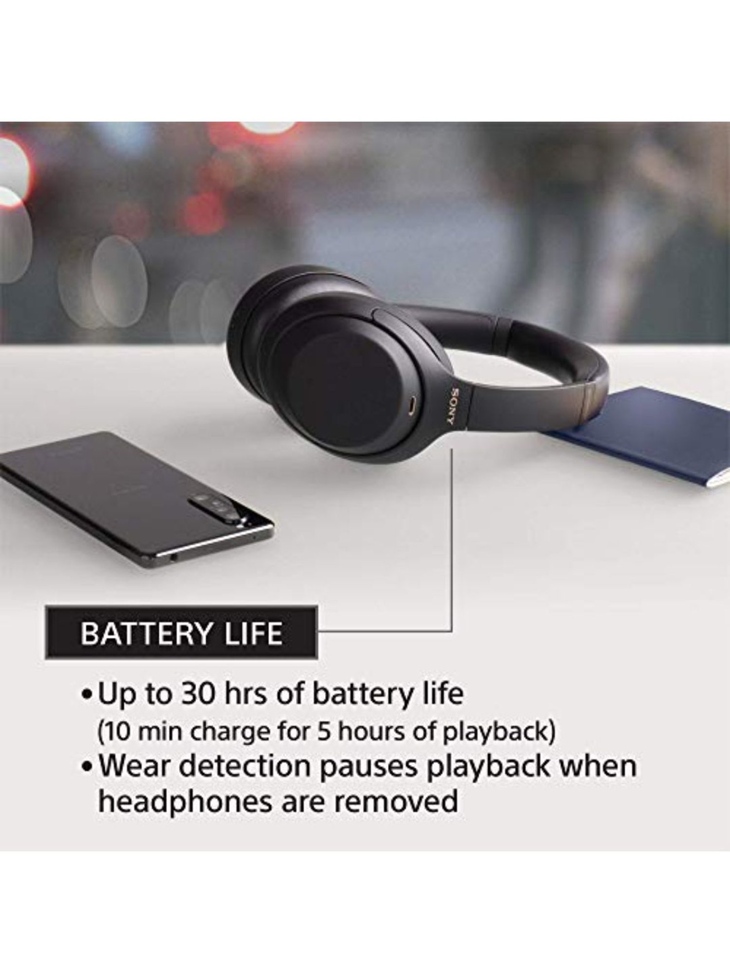 Sony WH-1000XM4 Industry Leading Wireless Noise Cancellation Bluetooth Headphones with Mic (Blue)