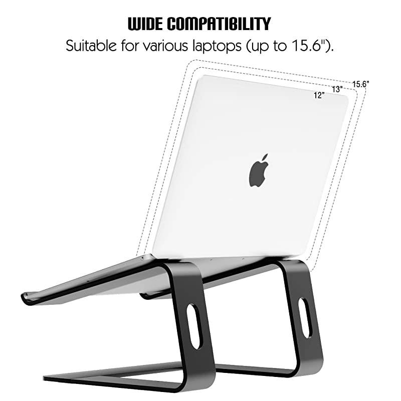 Laptop Riser Stand Universal Detachable Portable Sturdy Aluminum Alloy Notebook PC Desk Holder Compatible with Acer Asus HP Sony Dell Xps Lenovo Between 11156 Black