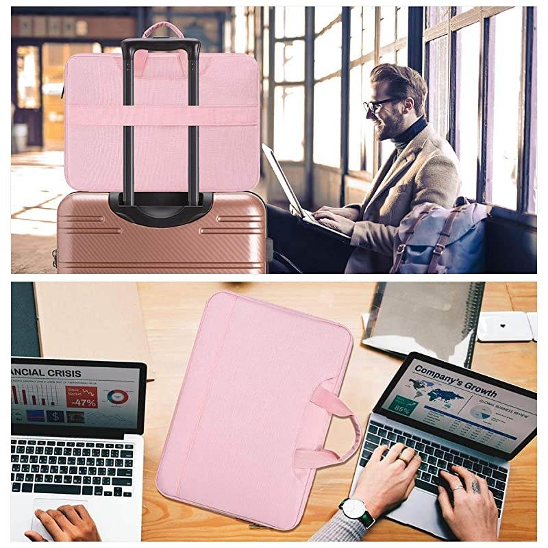 Inch Laptop Sleeve Briefcase for Women Ladies Bag with Accessories Organizer for Dell Inspiron 15 5584, HP Envy/Spectre x360 , Acer Aspire 15, Lenovo Yoga 730 ASUS MSI Macbook Case, Pink