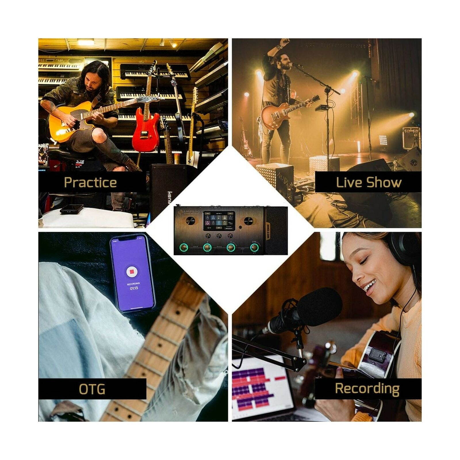 Hotone Ampero MP-100 Guitar Bass Amp Modeling IR Cabinets Simulation Multi La...