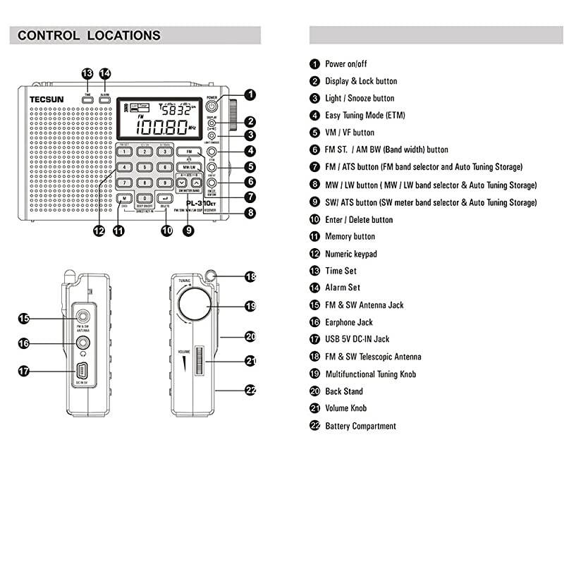 PL-310ET FM Stereo/SW/MW/LW World Band PLL DSP Radio Black by allnice
