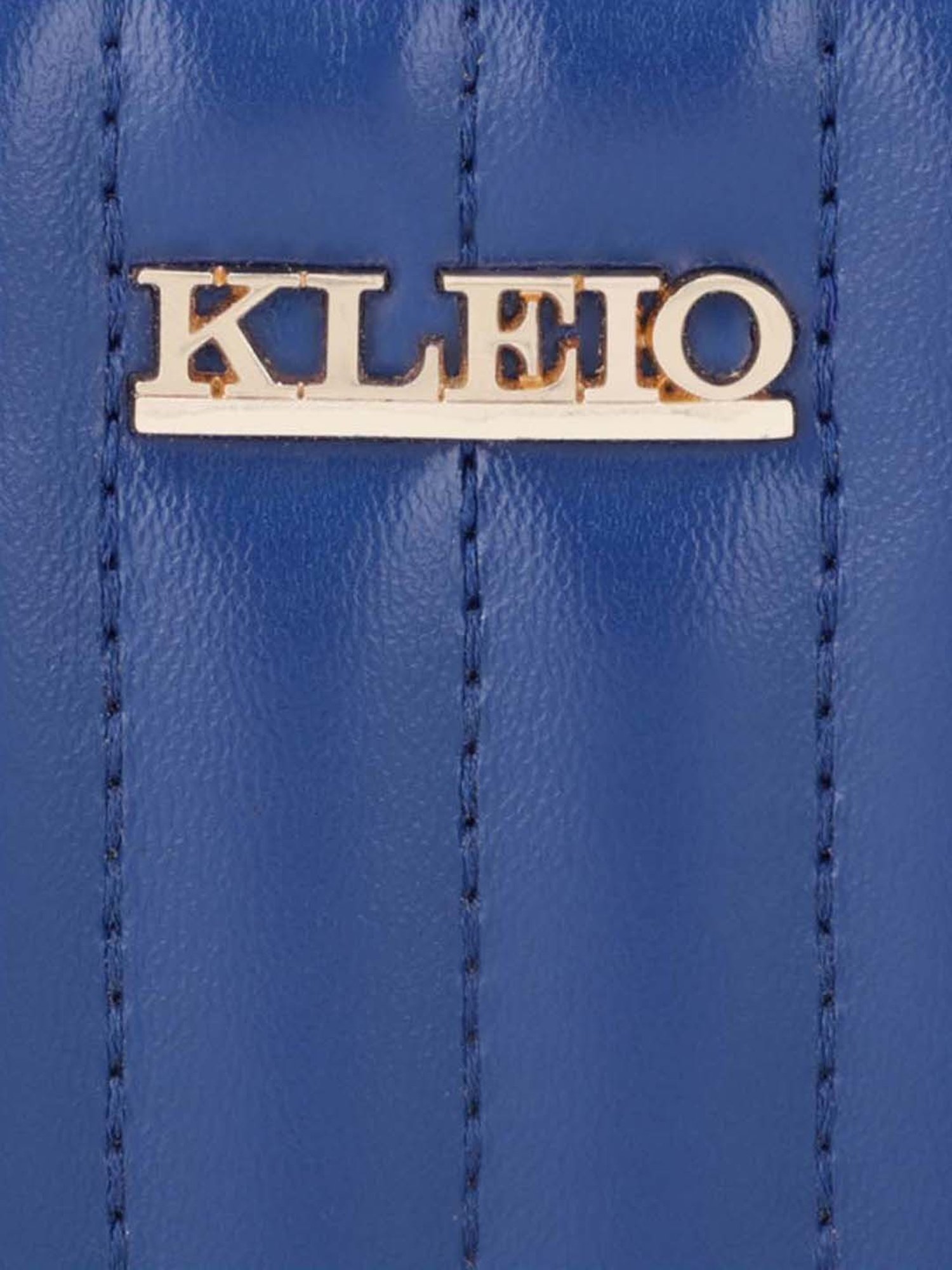 KLEIO Blue Quilted Zip Around Wallet for Women