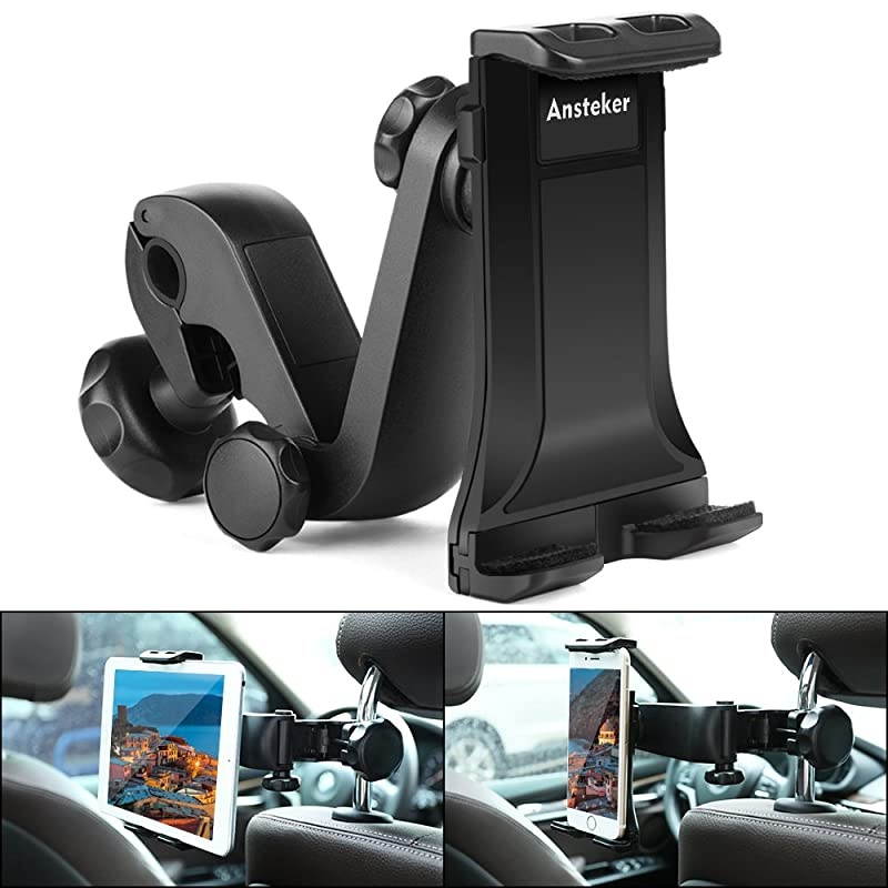 Car Headrest Mount,  Car Headrest Tablet Holder for iPad Pro/Air/Mini,Kindle Fire HD,Nintendo Switch,iPhone&Other Smartphones Stand Cradle Bracket Holder for 4&rsquo;&rsquo;-9&rsquo;&rsquo;with 360&deg; Angle-Adjustable