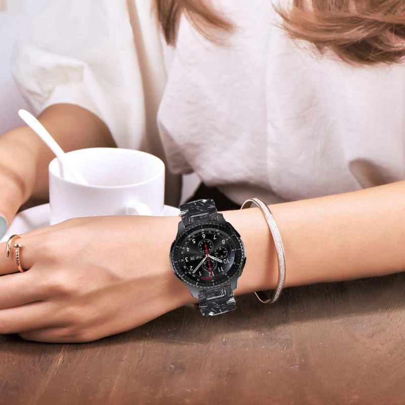 Omter Resin Band Compatible with Ticwatch Pro,Amazfit Stratos,Fossil Founder Gen 2 / Q Explorist Gen 3 / Q Explorist HR Gen 4, 22mm Women Men Fashion Bracelet Strap(Black)