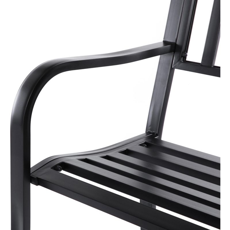 Gardenised Steel Garden Park Bench Cast Iron Frame Patio Lawn Yard Decor, Black