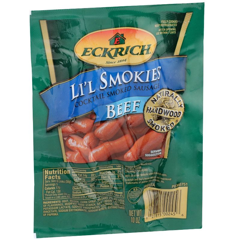 Eckrich Li'l Smokies Beef Cocktail Smoked Sausage - 10oz