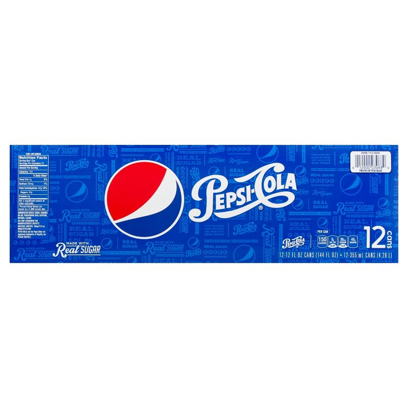 Pepsi Cola with Real Sugar- 12pk/12 fl oz Cans
