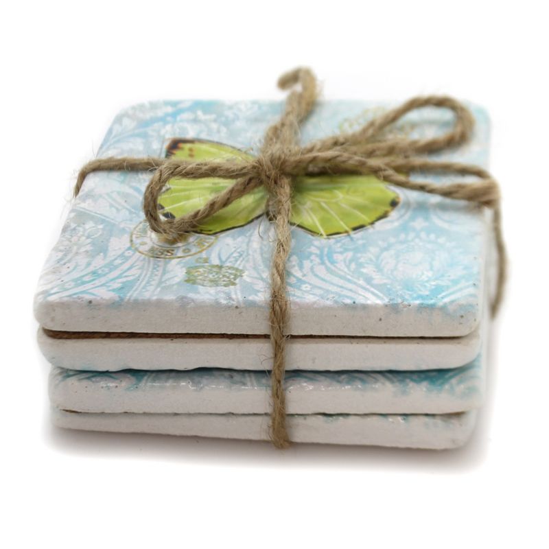 Home & Garden 3.75" Papillions Coaster Set Butterflies Manual Woodworkers And Weavers  -  Coasters