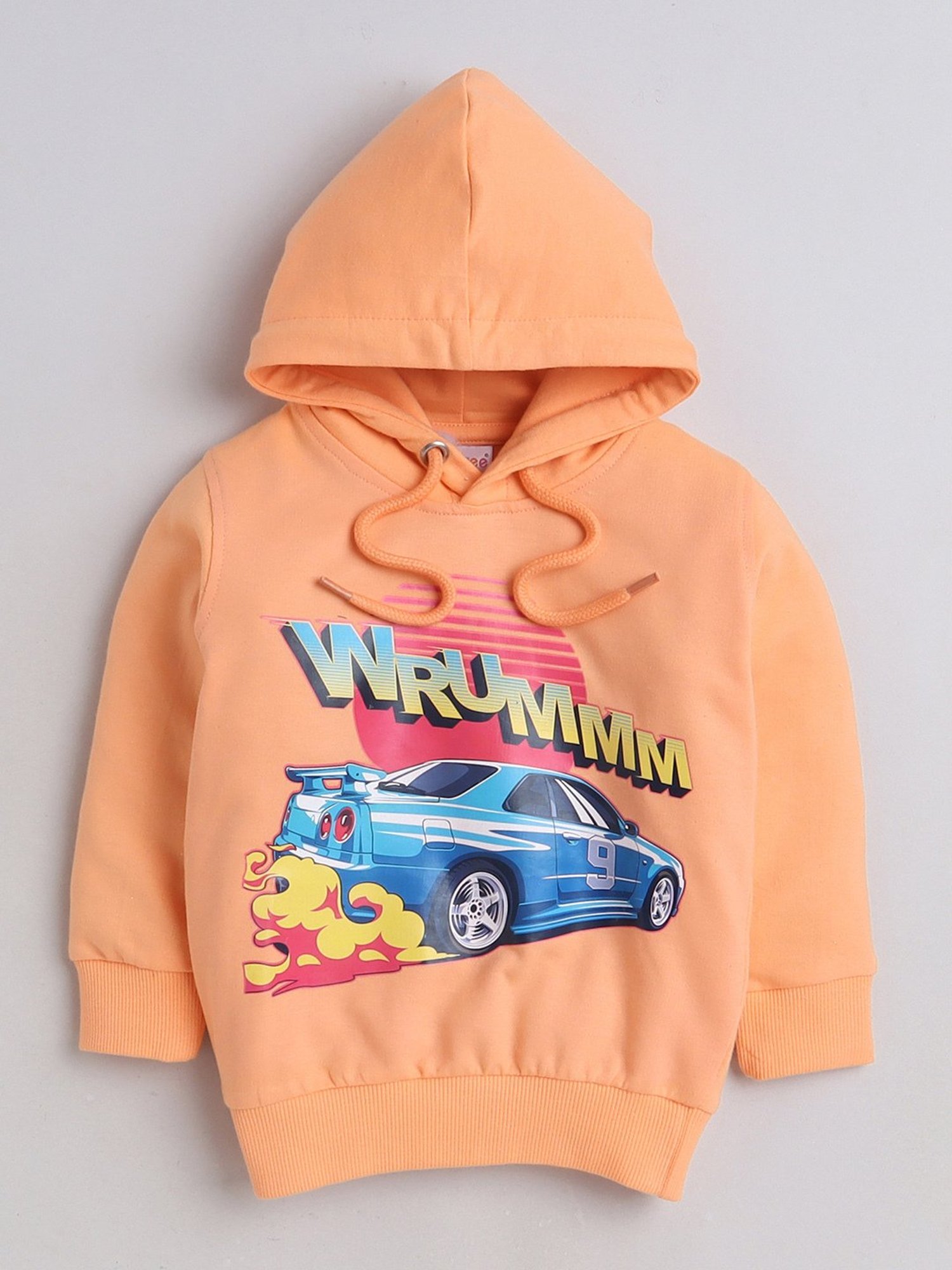 Bumzee Kids Light Orange Graphic Print Full Sleeves Sweatshirt