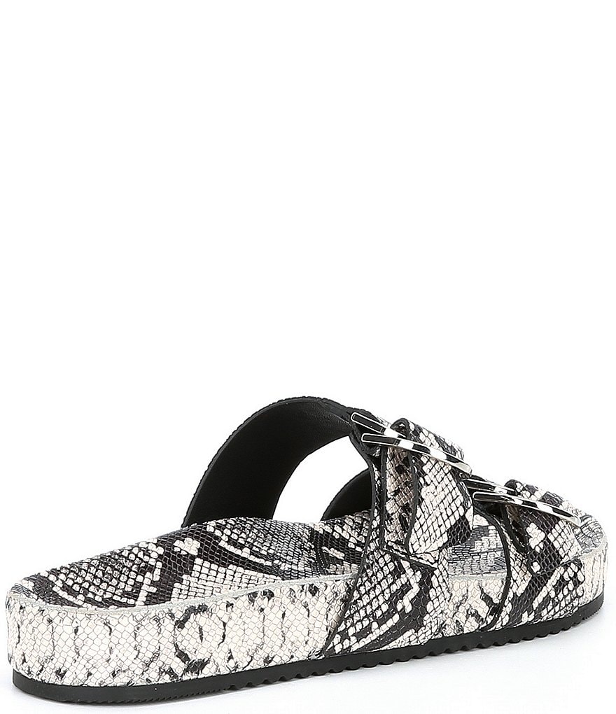 Antonio Melani Branson Snake Print Leather Double Buckle Sandals