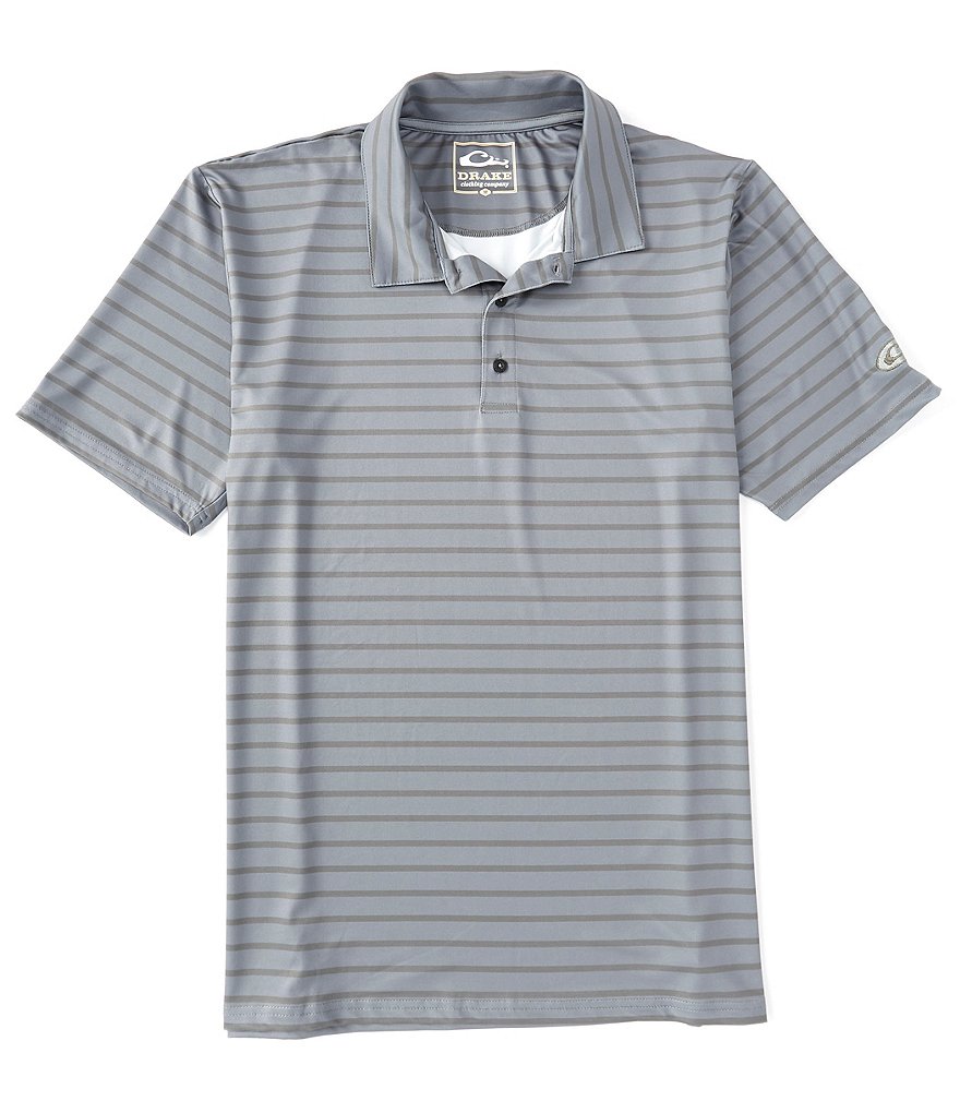 Drake Stripe Performance Stretch Short-Sleeve Polo Shirt