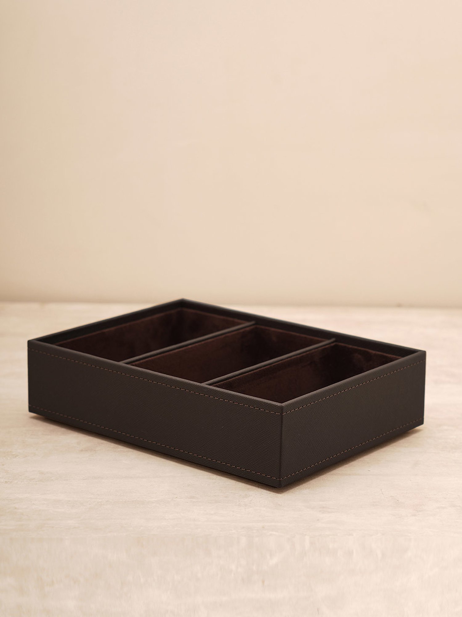 Pure Home and Living Brown Leather Solid Organisers