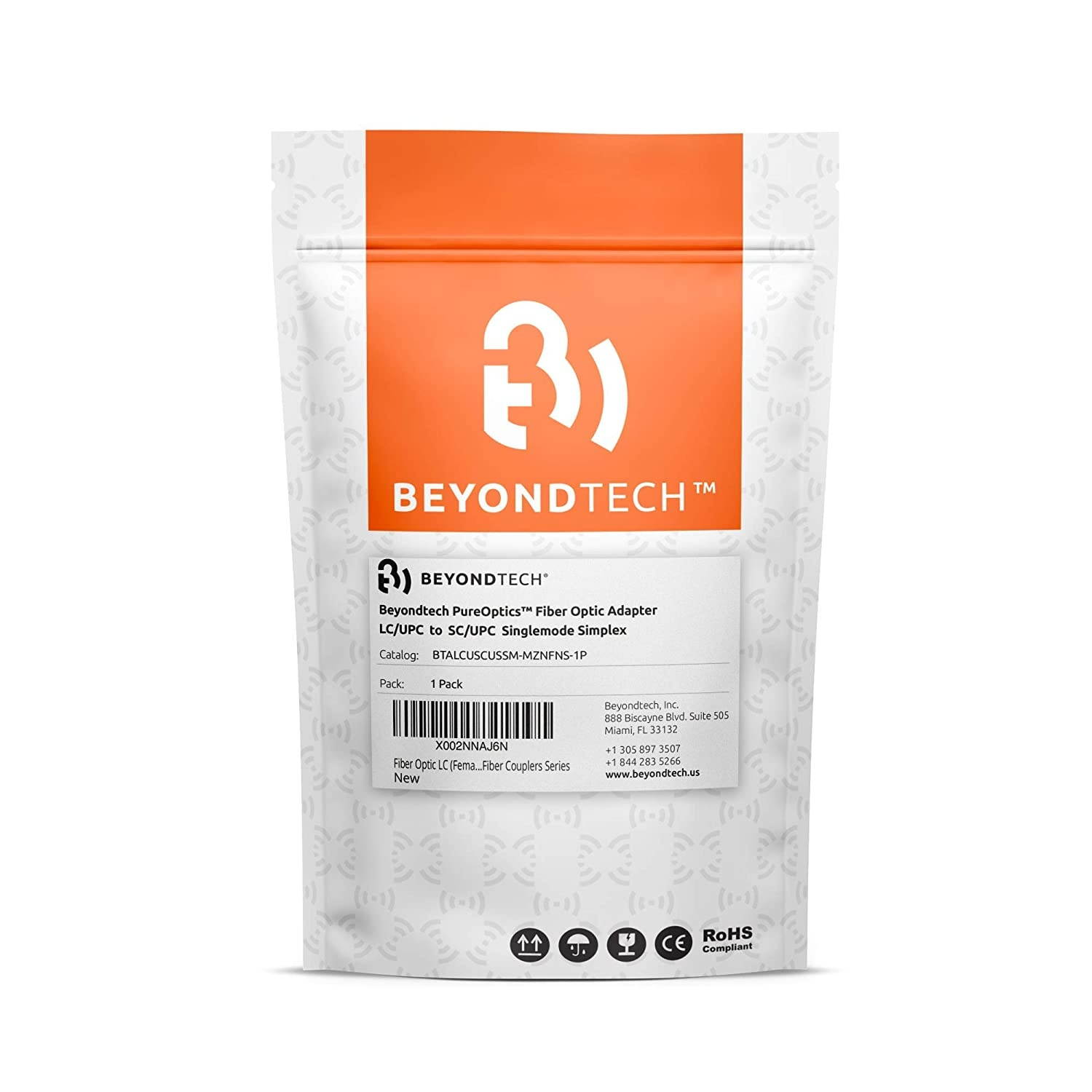 Monoprice OM4 Fiber Optic Cable - 15m (Meter) - LC/UPC-SC/UPC, Multi Mode, Duplex, 50/125 Type, 2.0mm, PVC