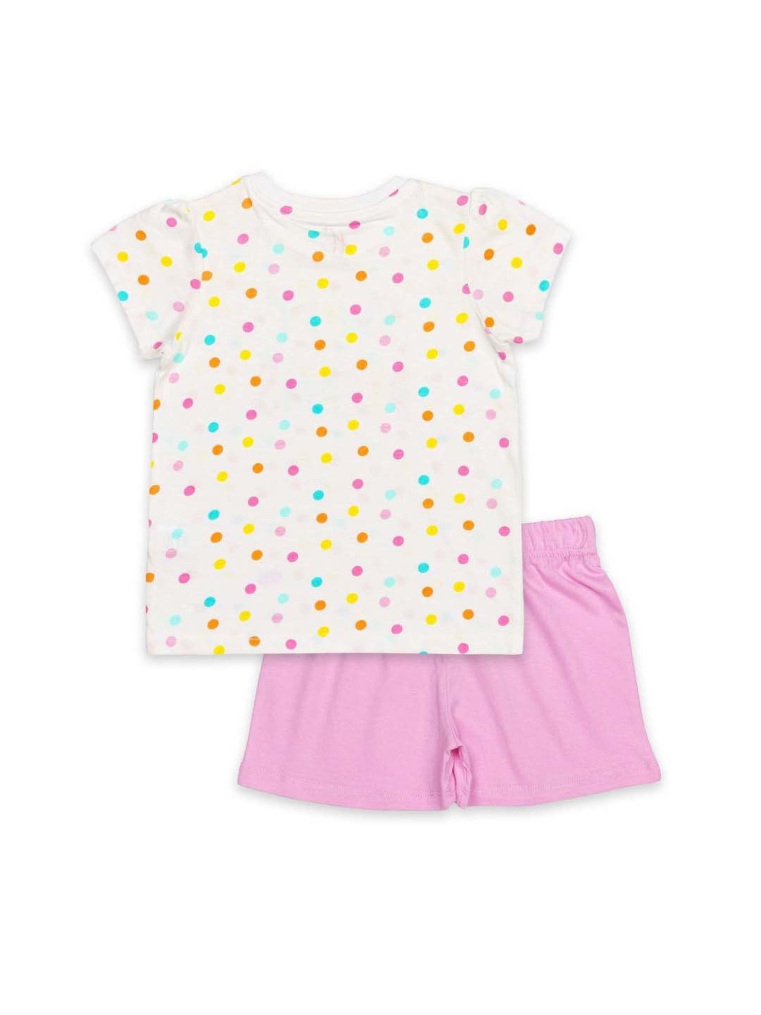 H by Hamleys Kids White & Pink Cotton Printed T-Shirt Set