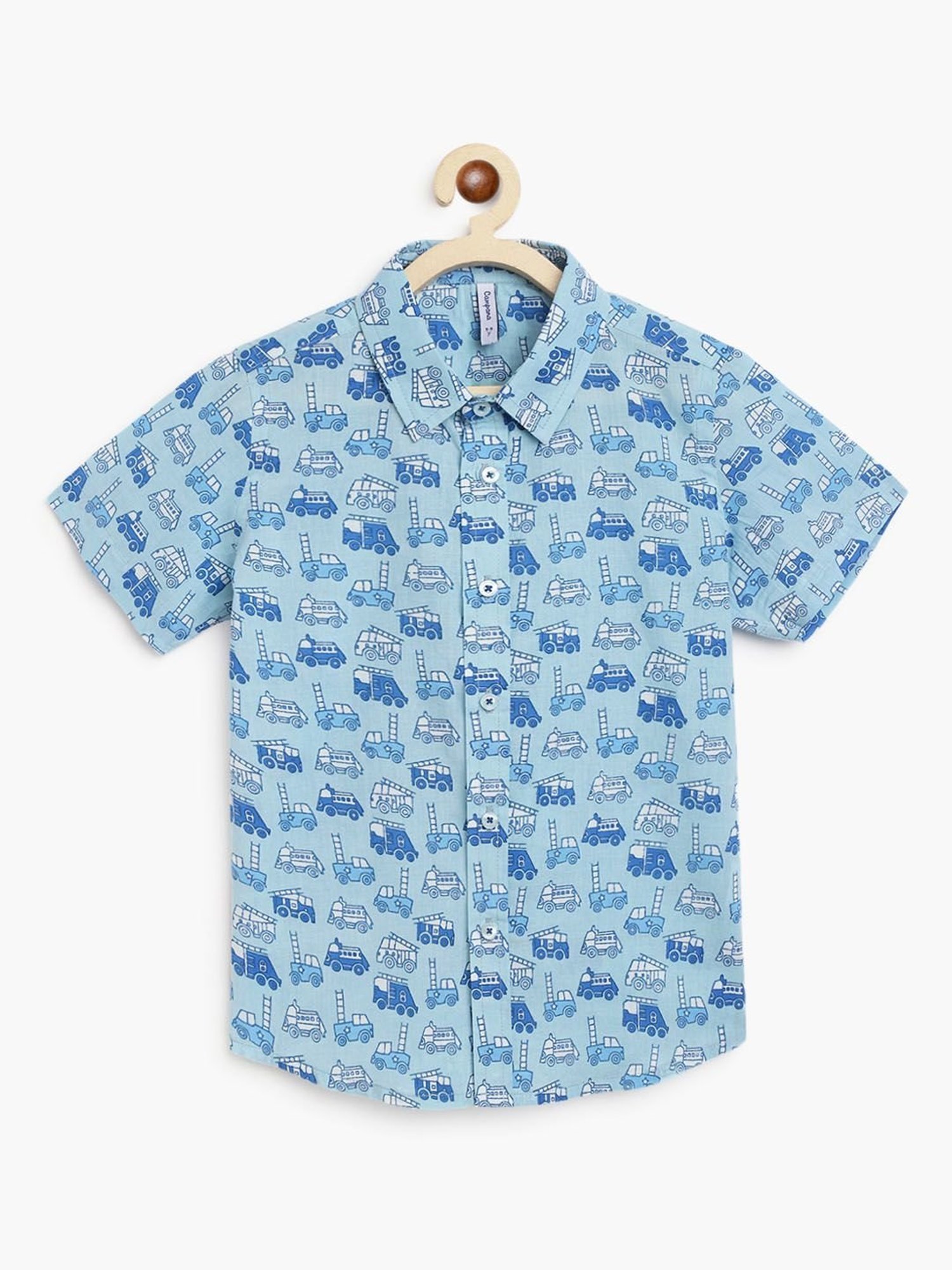 Campana Kids Sky Blue Printed Shirt
