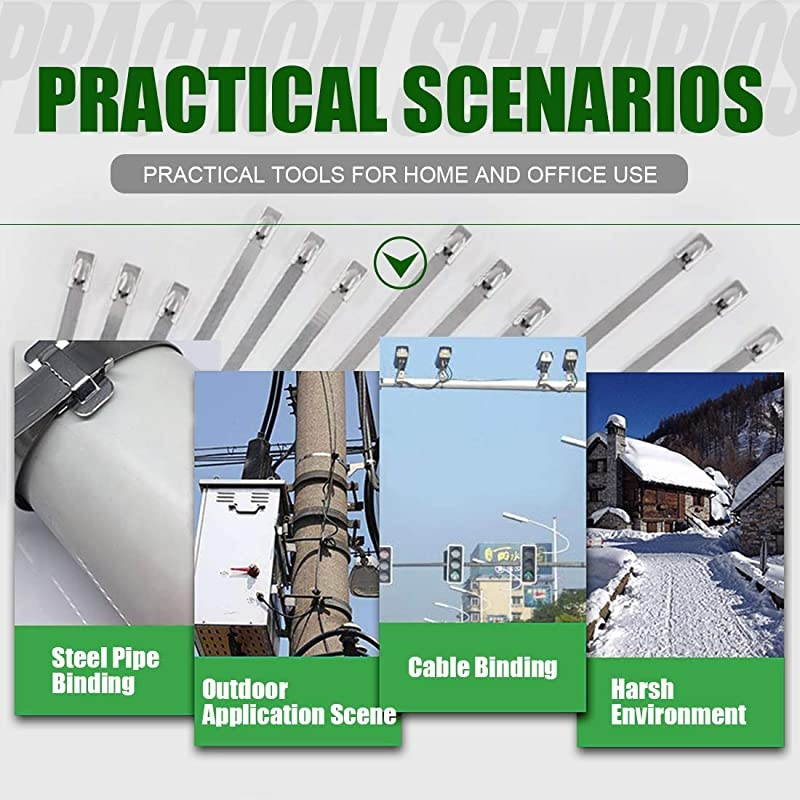 30Pcs 4 Inches 304 Stainless Steel Zip Ties Exhaust Wrap Coated Locking Metal Cable Zip Ties for Computer Wire Harness Automotive Parts and more