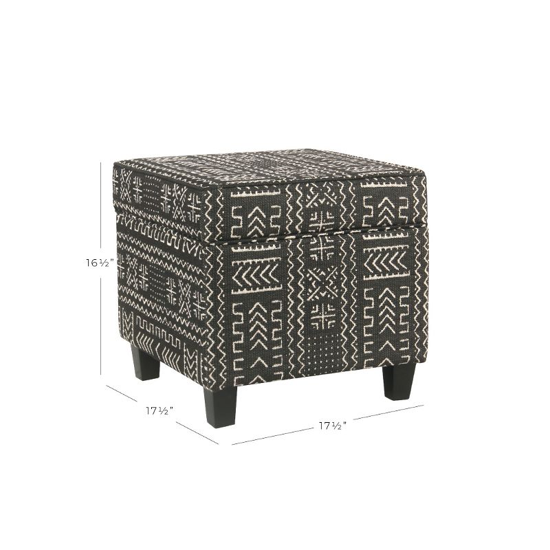 Square Storage Ottoman with Lift Off Top Onyx - HomePop