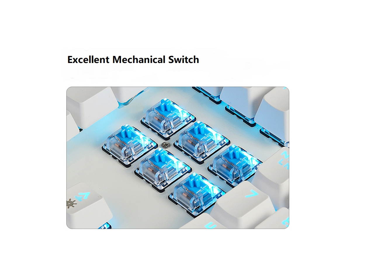 A-jazz AK35i Mechanical Gaming Keyboard with 104 Full Anti-ghosting Keys+6 Special Keys,RGB Backlit Keyboard For Office And Game, DIY PBT Keycaps - Cherry Blossom(Blue  axis)