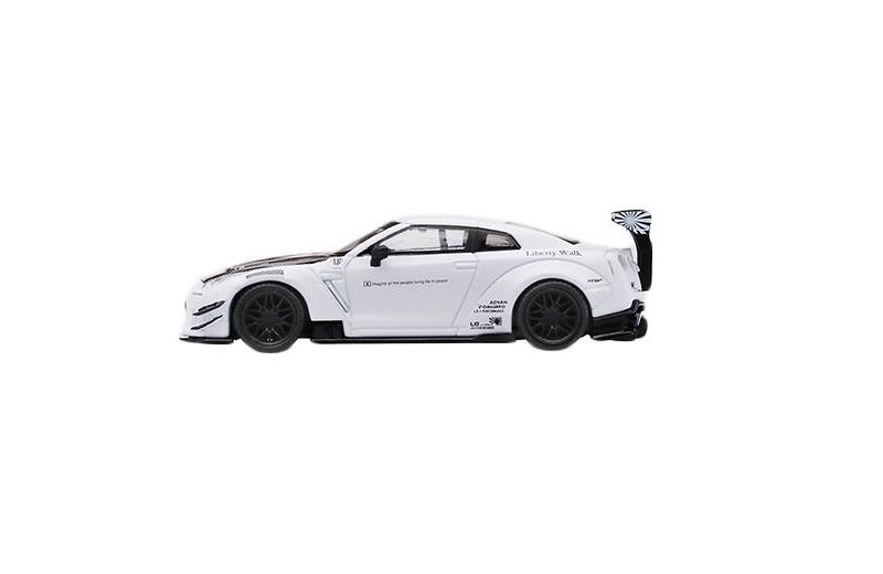 Nissan GT-R (R35) Type 2 LB Works LibertyWalk w/Rear Wing White Ltd Ed 3600pcs 1/64 Diecast Car by True Scale Miniatures