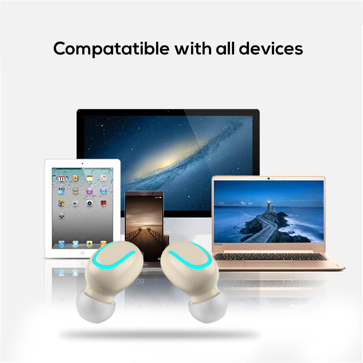 【 + Flash Deal】Sound Wireless Earbuds bluetooth 5.0 Headphones Headset Earphones With Mic - White