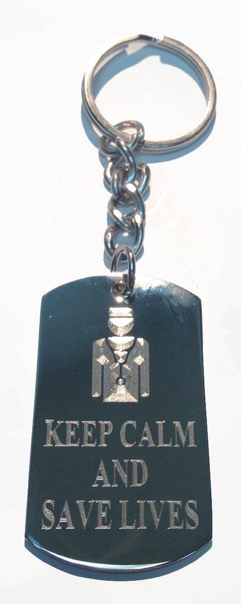 Hat Shark Keep Calm & Save Lives Medical Staff - Metal Ring Key Chain Keychain