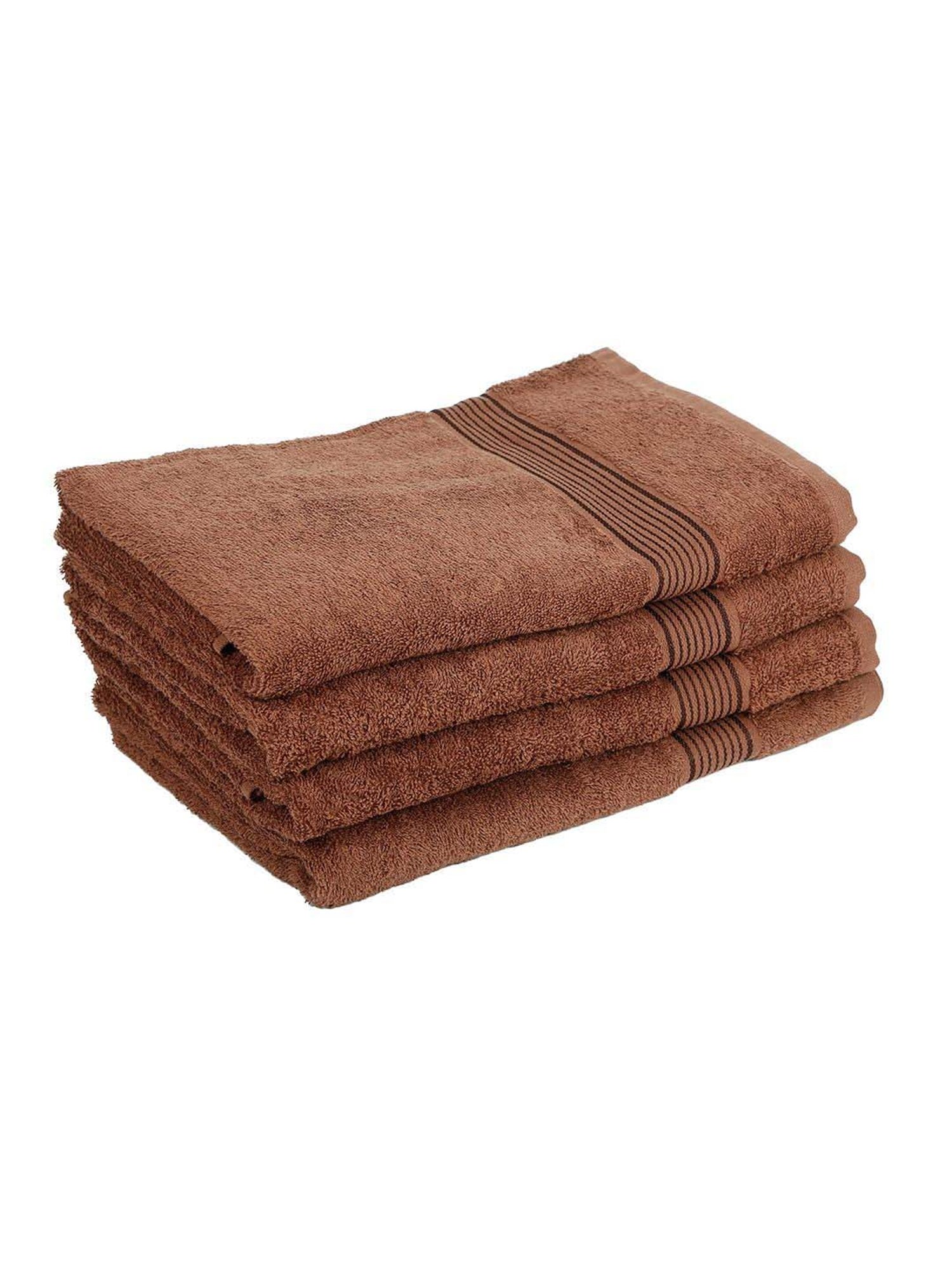 LORENA 100% Cotton Super-Soft Terry Towels -4pc Bath Towel (d`ross) solid-brown
