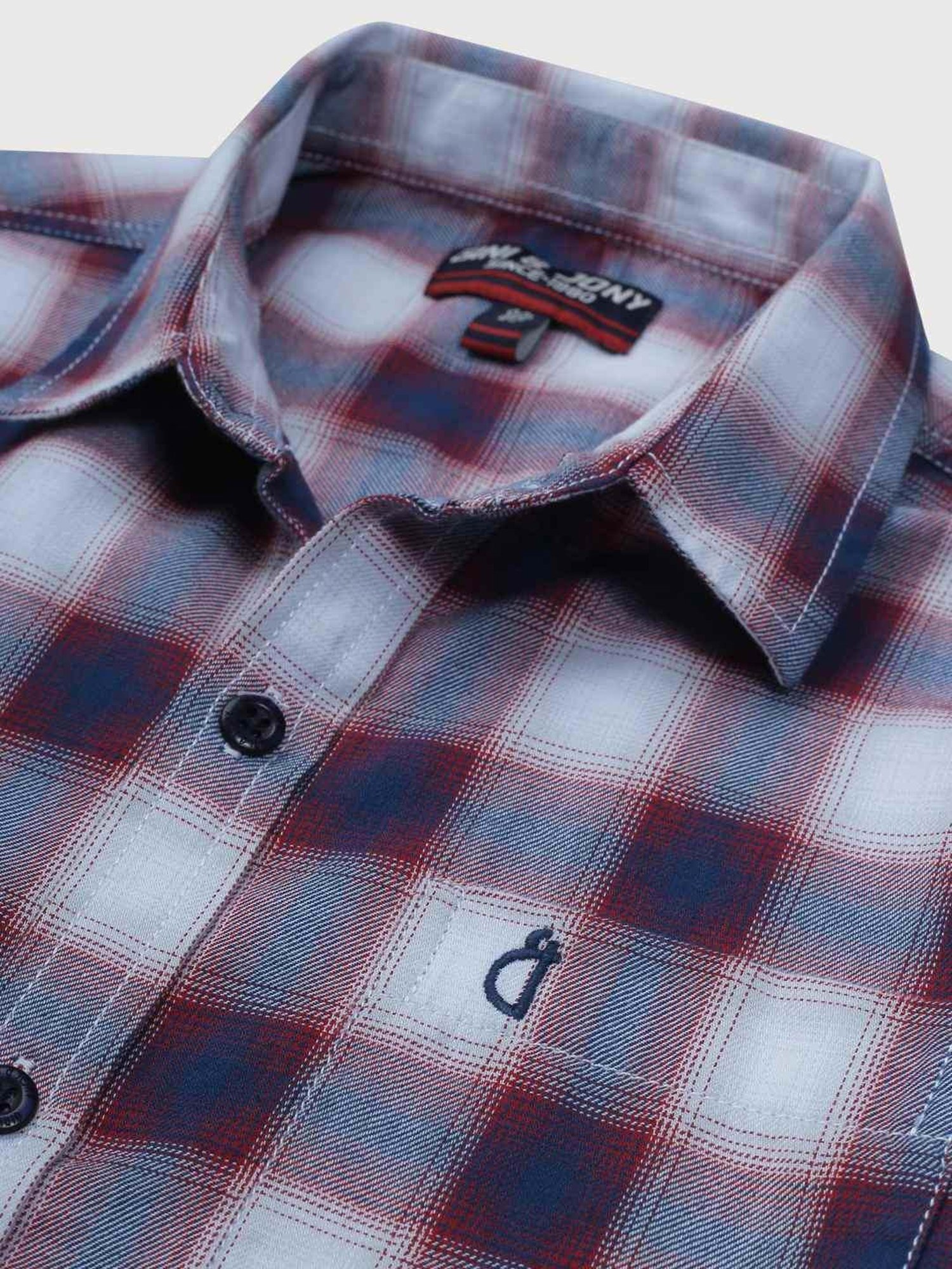 Gini & Jony Kids Red & White Cotton Chequered Full Sleeves Shirt