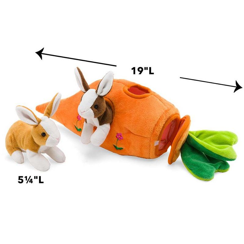 HearthSong Plush Bunny Portable Play Set with Carrot Home and Two Bunnies