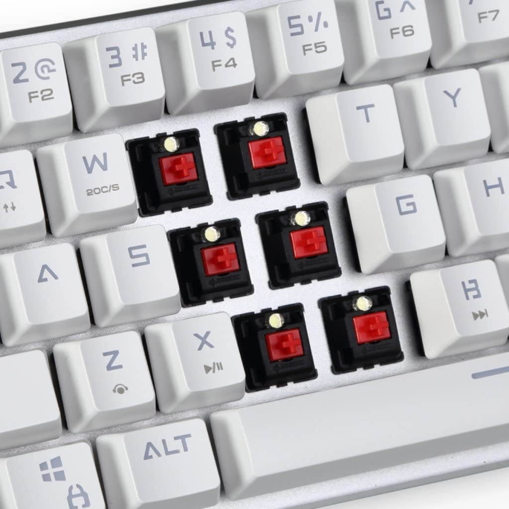 Gaming Keyboard Mechanical Wired Keyboard Cherry MX Red Switch Backlight Keyboard Mini Design (60%) 68-Keys White